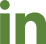 LinkedIn logo in green color.